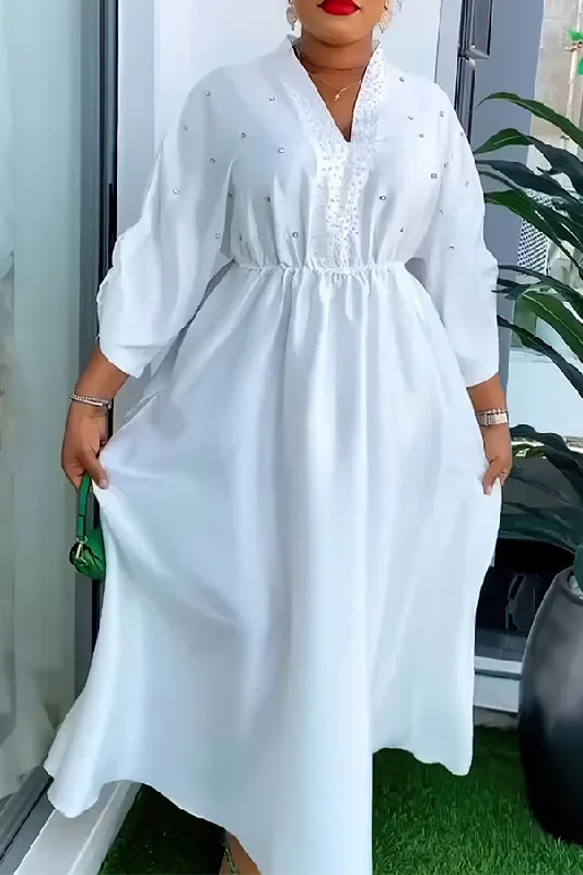 Women's Clothing With Trendy Designs Hot Trends Solid Color Rhinestone & Beaded Decor Pretty Swing Maxi Dress Women's Clothing With Trendy Designs Hot Trends Solid Color Rhinestone & Beaded Decor Pretty Swing Maxi Dress