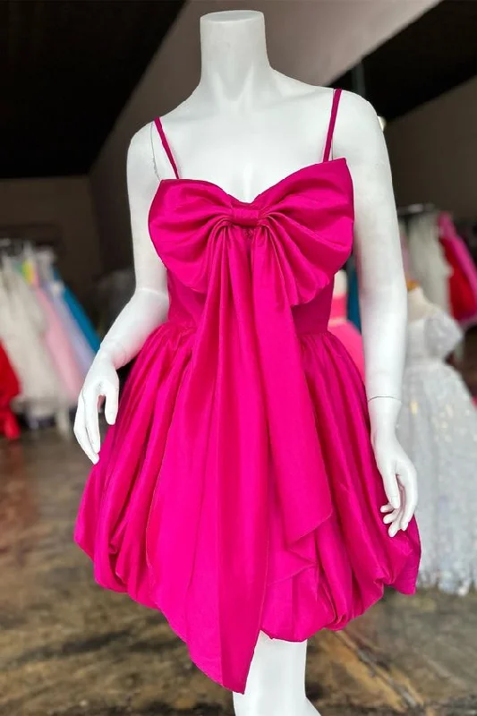Women's Clothes For Special Occasions Seasonal Style Discounts Fuchsia Straps Satin A-line Homecoming Dress with Bow S2618 Women's Clothes For Special Occasions Seasonal Style Discounts Fuchsia Straps Satin A-line Homecoming Dress with Bow S2618