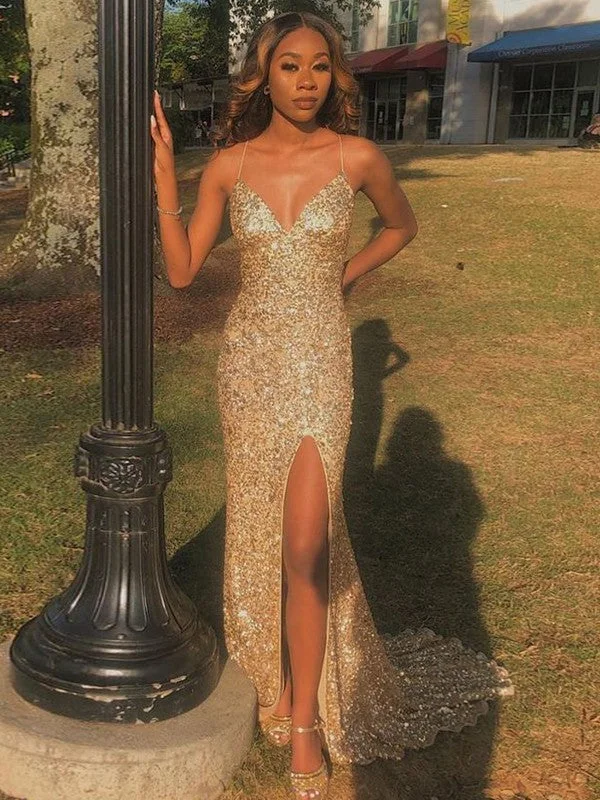 Women's Fashion Clothes Embrace New Fashion Sheath/Column Sequins V-neck Sleeveless Sweep/Brush Train Dresses Women's Fashion Clothes Embrace New Fashion Sheath/Column Sequins V-neck Sleeveless Sweep/Brush Train Dresses