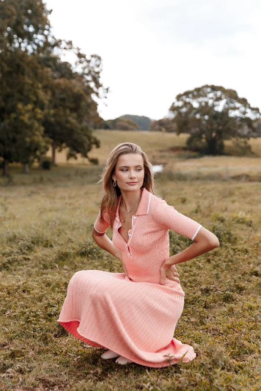 Women's Classic Attire Trend Driven Wardrobe Diana Midi Dress - Coral