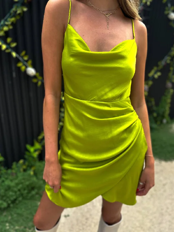 Women's Clothes And Apparel Fashion Deal Natasha Draped Mini Dress In Lime Green