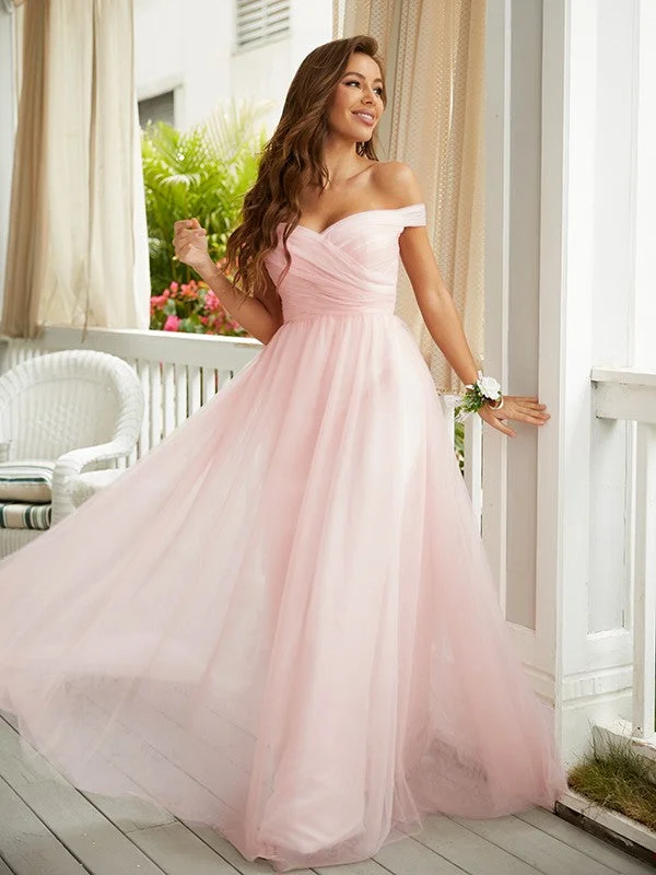 Women's Activewear Garments Exclusive Sale A-Line/Princess Tulle Ruched Off-the-Shoulder Sleeveless Floor-Length Dresses Women's Activewear Garments Exclusive Sale A-Line/Princess Tulle Ruched Off-the-Shoulder Sleeveless Floor-Length Dresses