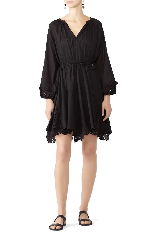 Women's Clothing For Outdoor Activities Eclectic Style Wardrobe Vereda Eyelet Mini Dress In Black Women's Clothing For Outdoor Activities Eclectic Style Wardrobe Vereda Eyelet Mini Dress In Black