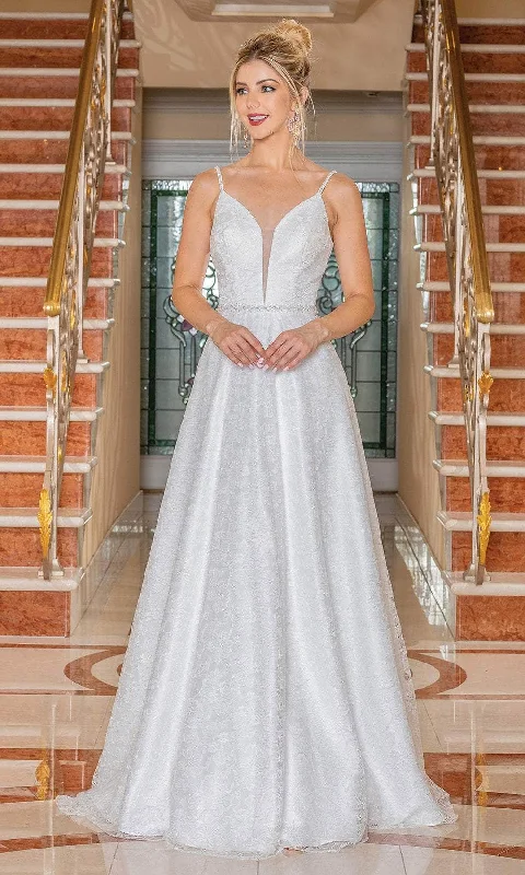 Women's Fashionable Clothing Sets Clearance Event Dancing Queen 0225 - Plunging V-Neck A-Line Wedding Gown Women's Fashionable Clothing Sets Clearance Event Dancing Queen 0225 - Plunging V-Neck A-Line Wedding Gown