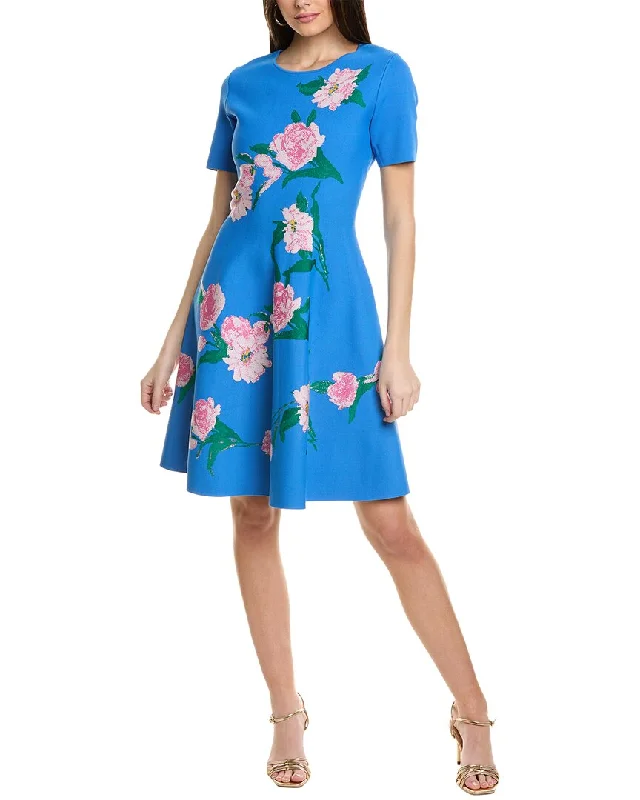 Comfortable Women's Clothing Enjoy Discount Carolina Herrera Crewneck Fit & Flare Mini Dress
