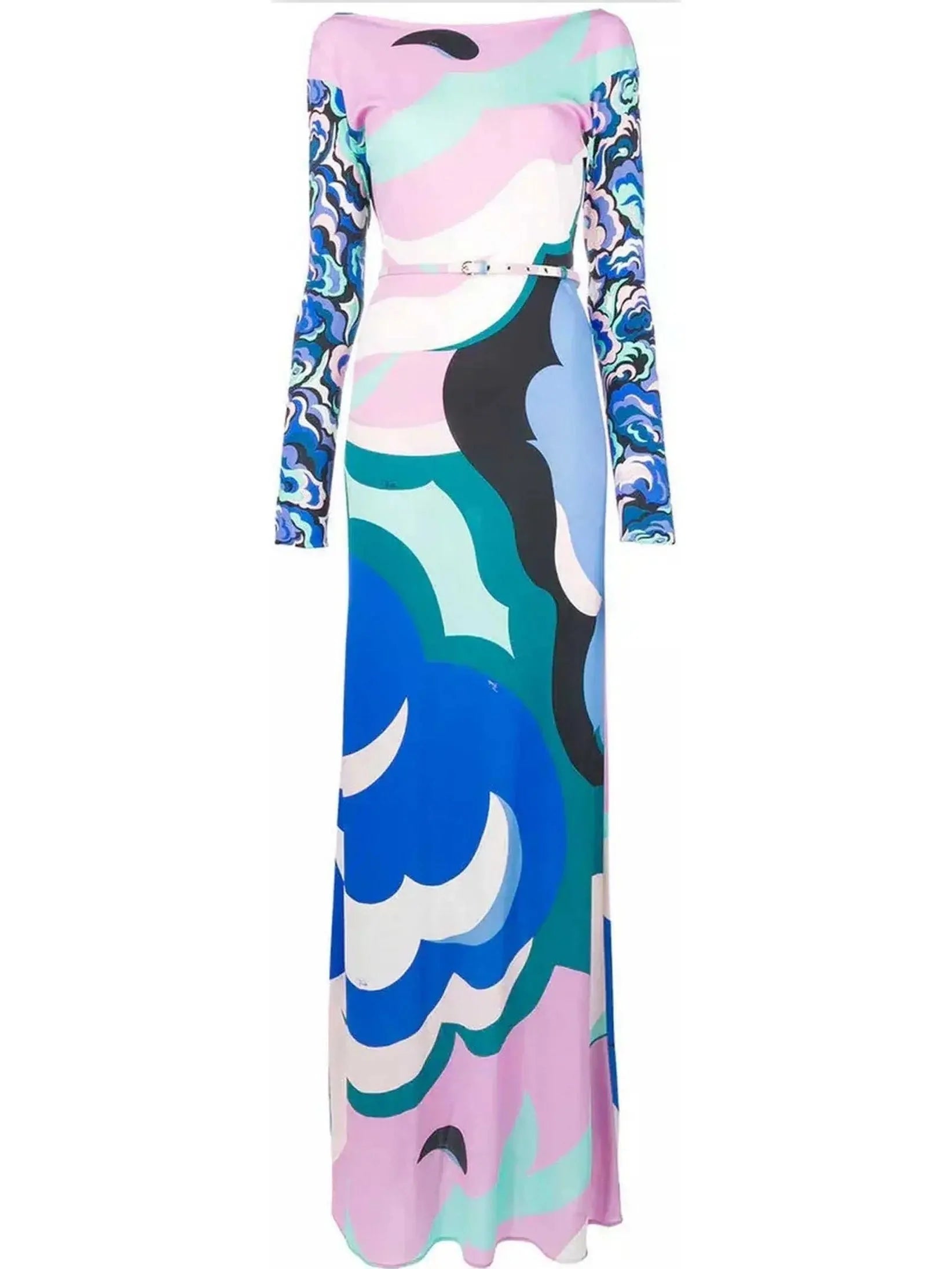 Women's Professional Outfit Mega Sale Printed Jersey Silk Maxi Dress