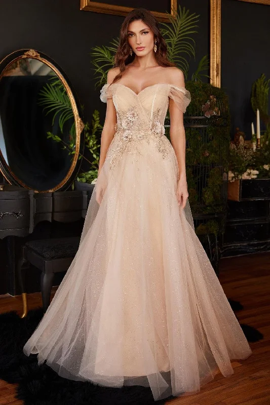 Women's Casual Apparel For Weekends Floral Style Cinderella Divine CD3395 Long Off Shoulder Prom Dress Women's Casual Apparel For Weekends Floral Style Cinderella Divine CD3395 Long Off Shoulder Prom Dress