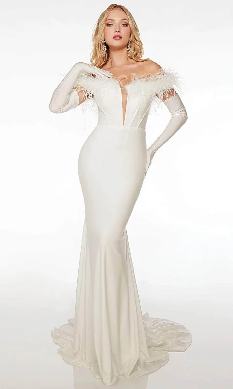 Women's Transitional Outfit Fashionista Favorites Alyce Paris 61726 - Off-Shoulder Feathers Evening Dress Women's Transitional Outfit Fashionista Favorites Alyce Paris 61726 - Off-Shoulder Feathers Evening Dress