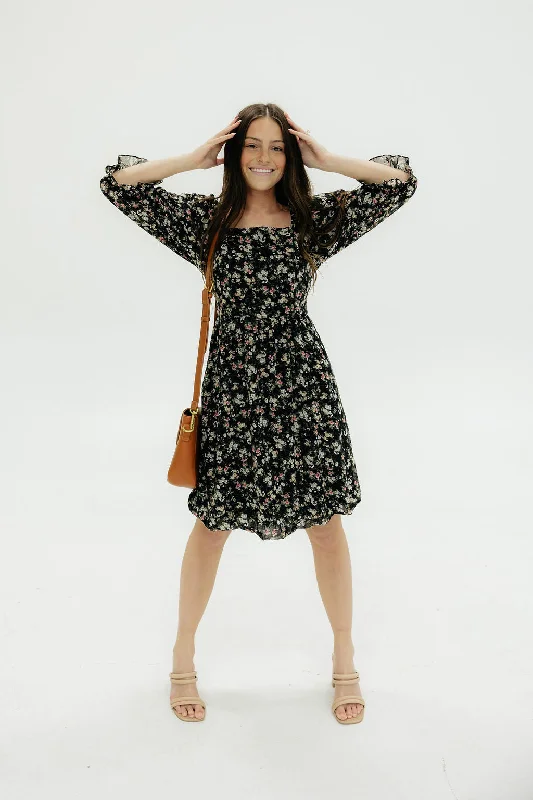 Women's Clothes For Work Spring Fashion Kayla Dress-Black Floral