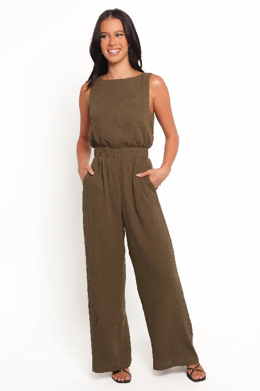 Affordable Women's Clothes Seasonal Style Discounts Brenna Cotton Jumpsuit - Olive