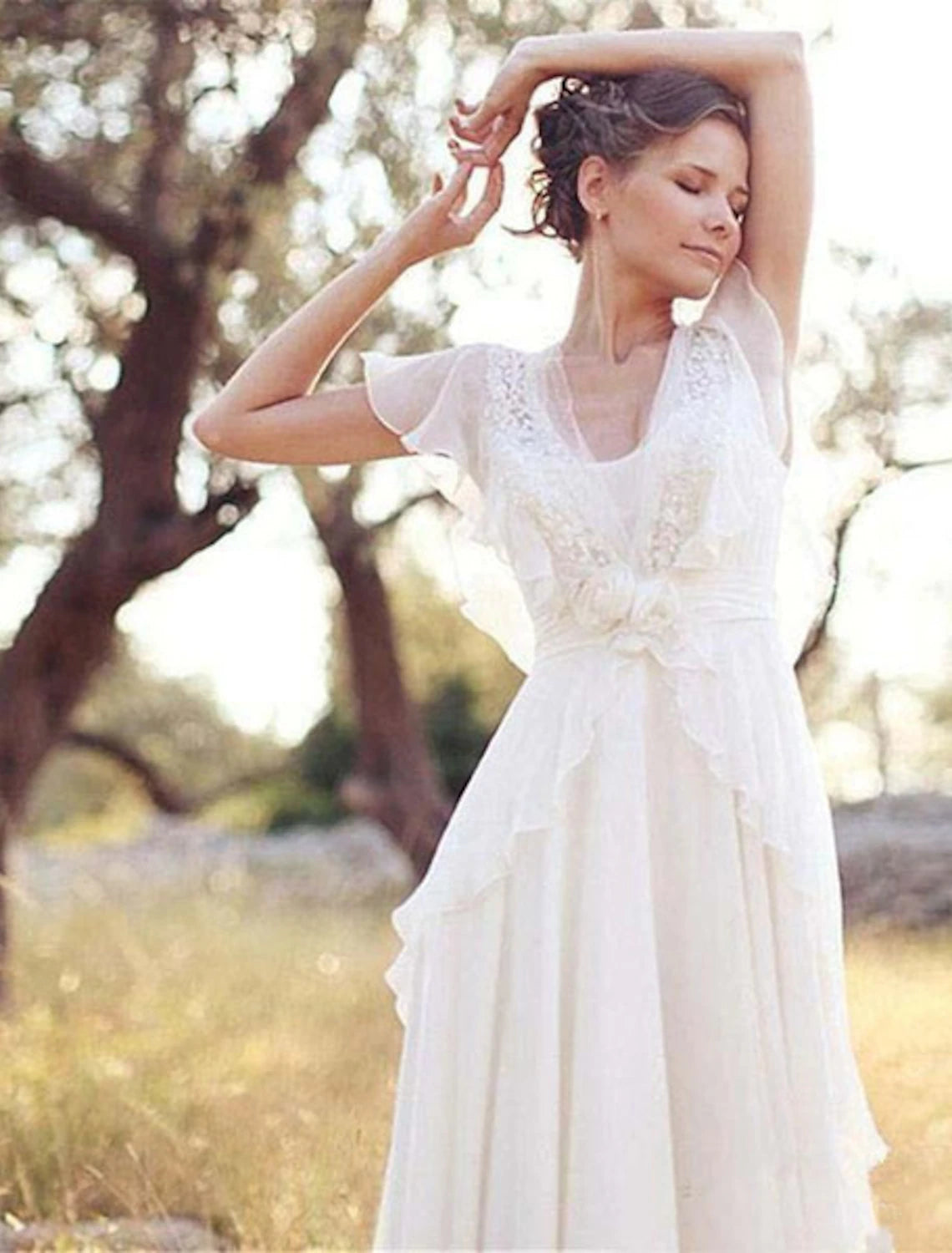 Women's Chic Outerwear Garments Latest Fashion Beach Boho Wedding Dresses A-Line V Neck Short Sleeve Floor Length Chiffon Bridal Gowns With Beading Appliques Summer Wedding Party, Women's Clothing Women's Chic Outerwear Garments Latest Fashion Beach Boho Wedding Dresses A-Line V Neck Short Sleeve Floor Length Chiffon Bridal Gowns With Beading Appliques Summer Wedding Party, Women's Clothing