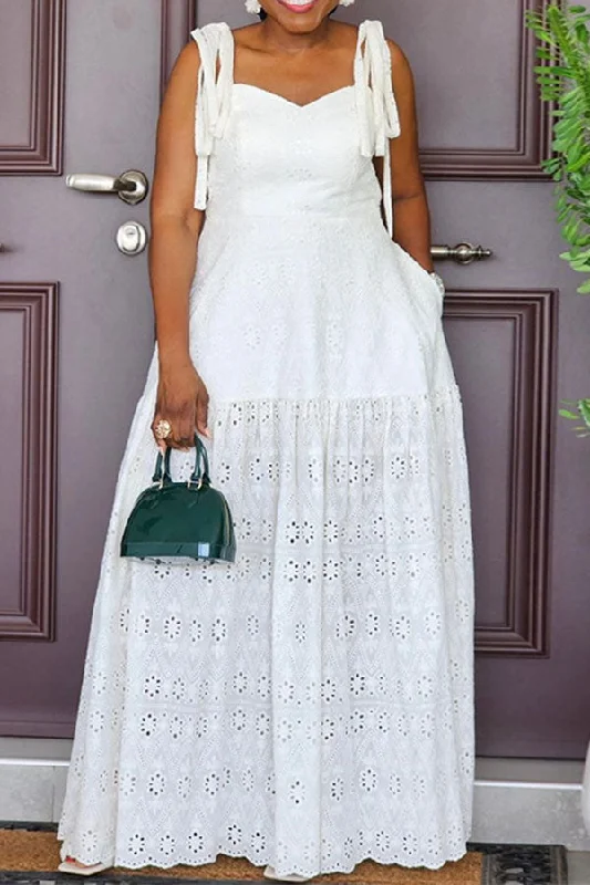 Women's Clothes For Work Score Big On Glamorous Red - Carpet Styles Solid Color Lace Cutout Urban Tie Shoulder Maxi Dress Women's Clothes For Work Score Big On Glamorous Red - Carpet Styles Solid Color Lace Cutout Urban Tie Shoulder Maxi Dress