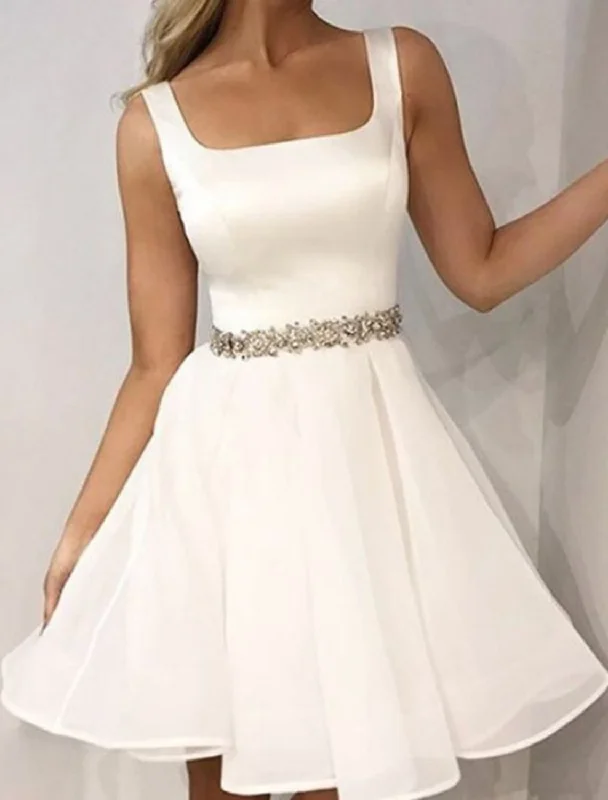 Women's High-Fashion Outfit Style Beyond Borders A-Line Mini Homecoming Dress Minimalist Elegant Cocktail Party Dress Scoop Neck Sleeveless Short / Mini Satin With Sash Blet Women's High-Fashion Outfit Style Beyond Borders A-Line Mini Homecoming Dress Minimalist Elegant Cocktail Party Dress Scoop Neck Sleeveless Short / Mini Satin With Sash Blet