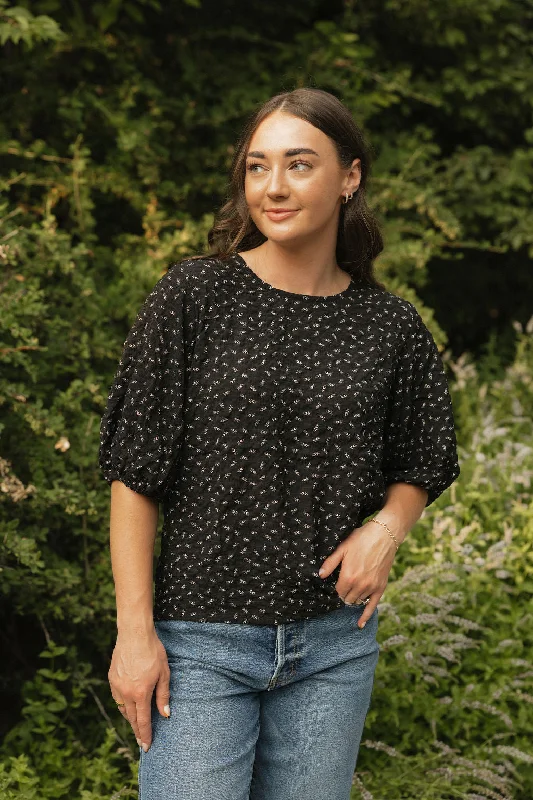 Stylish Women's Clothing Limited Stock Adrianne Top-Black Floral