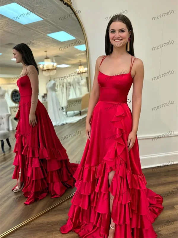 Women's Elegant Clothes From Casual To Classy Red Satin Straps Cross Back Long Party Dress, Red Satin Prom Dress Women's Elegant Clothes From Casual To Classy Red Satin Straps Cross Back Long Party Dress, Red Satin Prom Dress