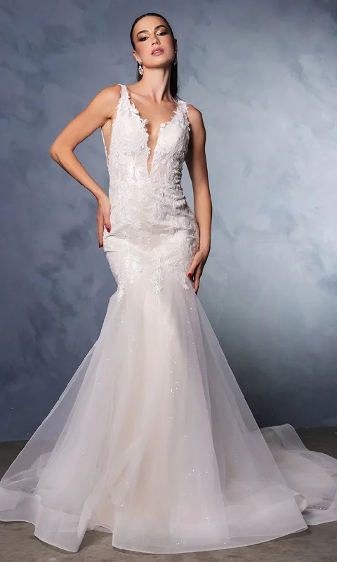 Women's Clothes For Work Elegant Details May Queen RQ8181 - Plunging Neck Sleeveless Bridal Gown Women's Clothes For Work Elegant Details May Queen RQ8181 - Plunging Neck Sleeveless Bridal Gown
