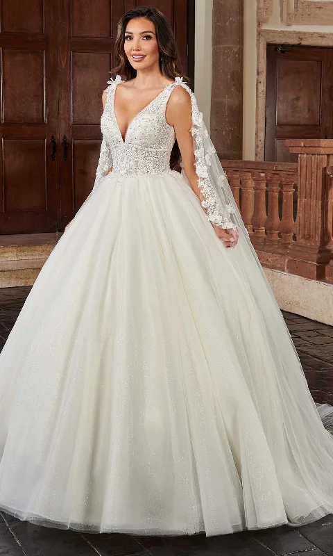 Chic Women's Garments Stylish Looks Rachel Allan Bridal RB6116 - Plunging V-Neck Bridal Gown With Cape Chic Women's Garments Stylish Looks Rachel Allan Bridal RB6116 - Plunging V-Neck Bridal Gown With Cape