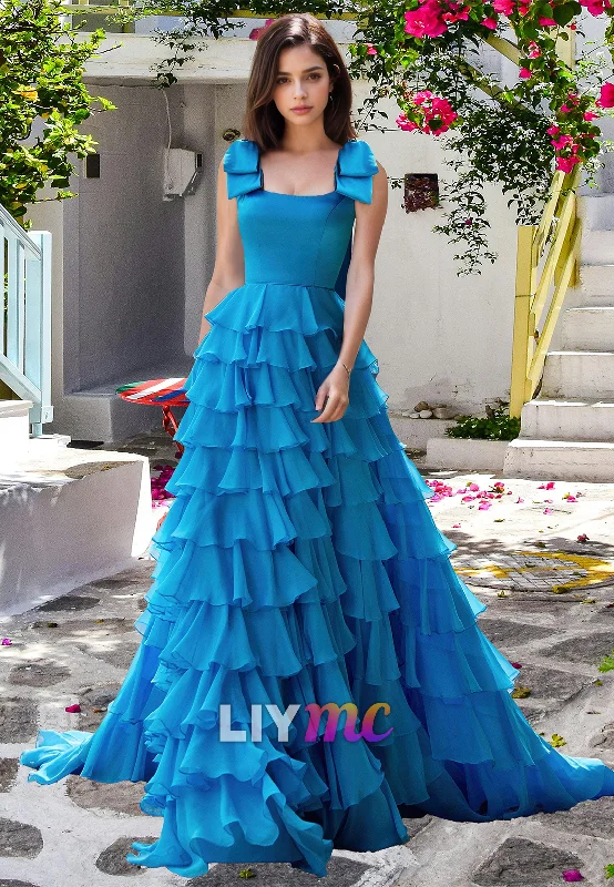 Women's Plus-Size Outfit Parisian Effortless Chic Style Scoop Sleeveless Tiered A-Line Sweep Train Prom Dress Women's Plus-Size Outfit Parisian Effortless Chic Style Scoop Sleeveless Tiered A-Line Sweep Train Prom Dress