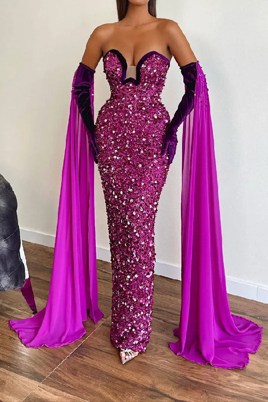 Women's Professional Apparel Romantic Date - Night Ensemble Sequined Patchwork Striking Flowy Maxi Dress Women's Professional Apparel Romantic Date - Night Ensemble Sequined Patchwork Striking Flowy Maxi Dress
