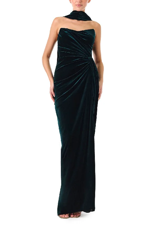 Women's Clothing For Travel Crazy Price Slashing Strapless Velour Gown With Scarf