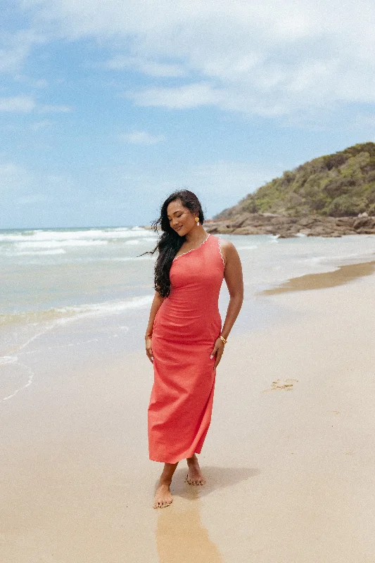 Charming Women's Holiday Apparel Season Sale Amani Midi Dress - Coral