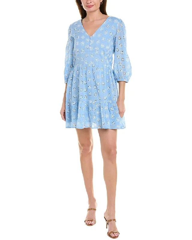 Women's Weekend Outfit Sophisticated Fashion Sail to Sable Puff Sleeve Button Front Mini Dress