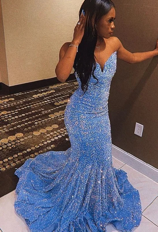 Casual Chic Women's Clothes Seasonal Clearance 2023 Sheath Sequins Sweetheart Sleeveless Sweep Train Prom Dresses S2444 Casual Chic Women's Clothes Seasonal Clearance 2023 Sheath Sequins Sweetheart Sleeveless Sweep Train Prom Dresses S2444