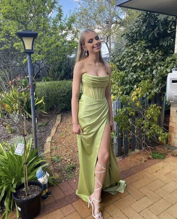 Women's Office Attire Contemporary Elegance Green Satin Long Prom Gown, Elegant Long Formal Dress S3236 Women's Office Attire Contemporary Elegance Green Satin Long Prom Gown, Elegant Long Formal Dress S3236