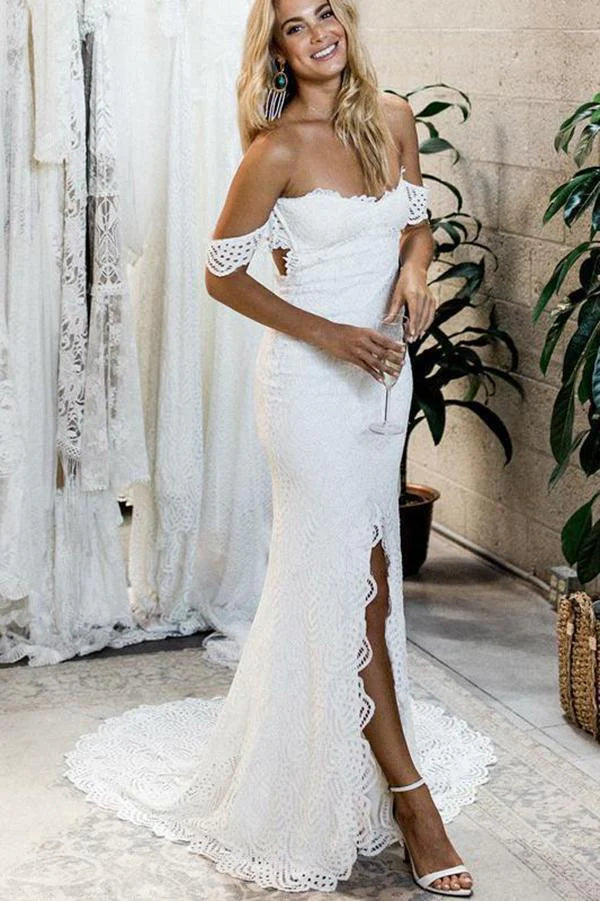 Women's Cozy Outfit For Lounging Seasonal Trends Off the Shoulder White Sweetheart Lace Sexy Mermaid Open Back Beach Wedding Dresses Women's Cozy Outfit For Lounging Seasonal Trends Off the Shoulder White Sweetheart Lace Sexy Mermaid Open Back Beach Wedding Dresses