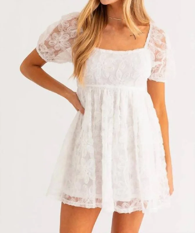 Women's Comfortable Apparel Fashion Sale Short Sleeve Mini Dress In White