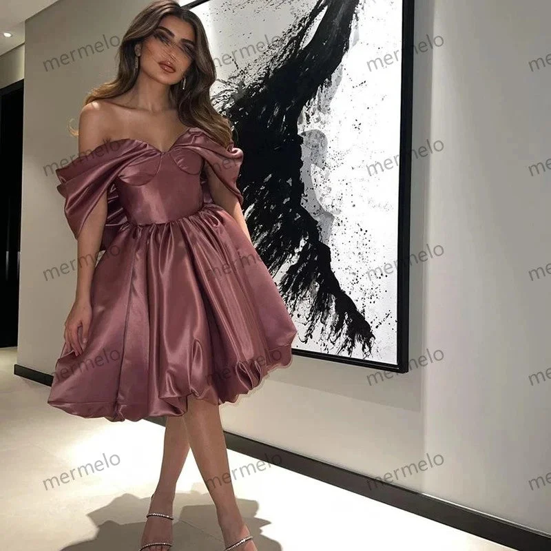 Women's Plus-Size Clothes Flash Sale Off Shoulder Satin Evening Dress Short Girl Birthday Prom Dress A-line Evening Party Dresses Formal Occasion Gown Women's Plus-Size Clothes Flash Sale Off Shoulder Satin Evening Dress Short Girl Birthday Prom Dress A-line Evening Party Dresses Formal Occasion Gown