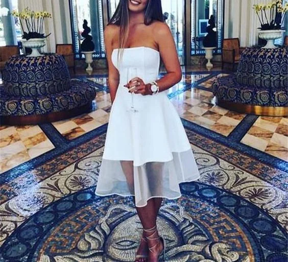 Women's Vintage-Inspired Outfit Trendy Attire For Her Simple White Satin Short Party Dresses, White Homecoming Dresses,Graduation Party Dresses S1322 Women's Vintage-Inspired Outfit Trendy Attire For Her Simple White Satin Short Party Dresses, White Homecoming Dresses,Graduation Party Dresses S1322