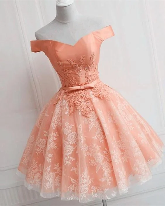 Women's Apparel And Garments Anniversary Sale Elegant Lace Appliques Satin Off The Shoulder Homecoming Dress Short S2952 Women's Apparel And Garments Anniversary Sale Elegant Lace Appliques Satin Off The Shoulder Homecoming Dress Short S2952
