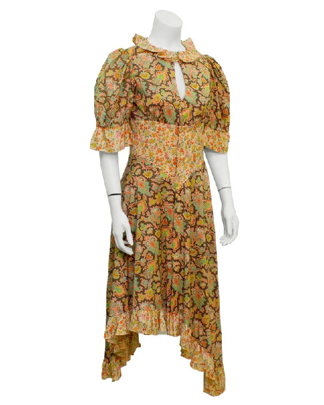 Women's Plus-Size Attire Minimalist Chic Floral Peekaboo-Front Midi Dress