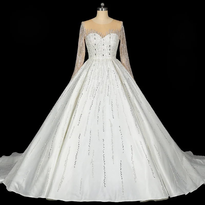 Women's Formal Apparel Urban Femme Streetwear Long Sleeves Luxury Ballgown Wedding Dress with Sparkle Beaded Women's Formal Apparel Urban Femme Streetwear Long Sleeves Luxury Ballgown Wedding Dress with Sparkle Beaded