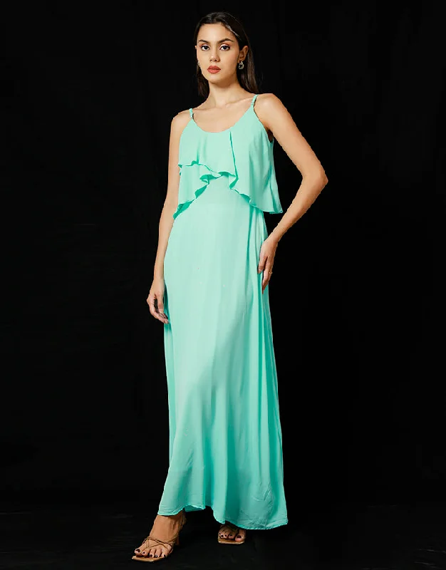 Comfortable Women's Clothes Save On Classic Elegant Styles Strappy Frill Detailed Flared Maxi Dress Comfortable Women's Clothes Save On Classic Elegant Styles Strappy Frill Detailed Flared Maxi Dress