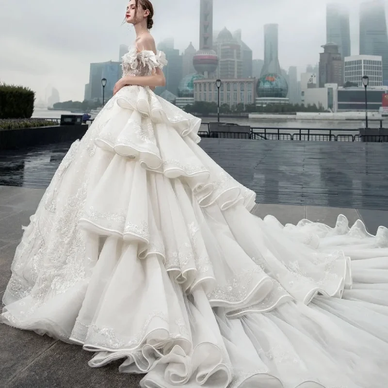 Elegant Women's Attire The Good Stuff Luxury Heavy Beading Illusion Bodice Bride Wedding Dress Elegant Women's Attire The Good Stuff Luxury Heavy Beading Illusion Bodice Bride Wedding Dress