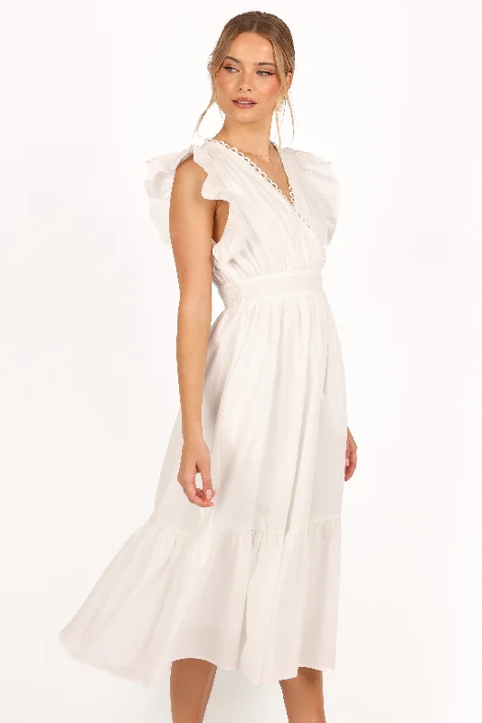 Stylish Women's Garments For Holidays Stylish Basics Acadia Midi Dress - White