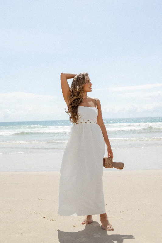 Vintage-Inspired Garments Fashion Forward, Function First Angelus Midi Dress - White Vintage-Inspired Garments Fashion Forward, Function First Angelus Midi Dress - White