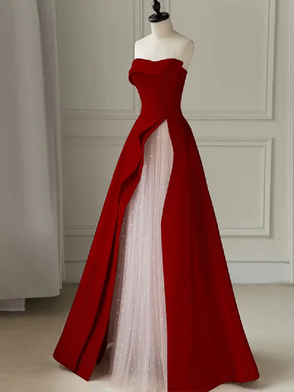 Women's Stylish Outdoor Outfit Chic Style, Always In Vogue A LINE BURGUNDY SATIN LONG PROM DRESS, BURGUNDY FORMAL DRESS S1346 Women's Stylish Outdoor Outfit Chic Style, Always In Vogue A LINE BURGUNDY SATIN LONG PROM DRESS, BURGUNDY FORMAL DRESS S1346