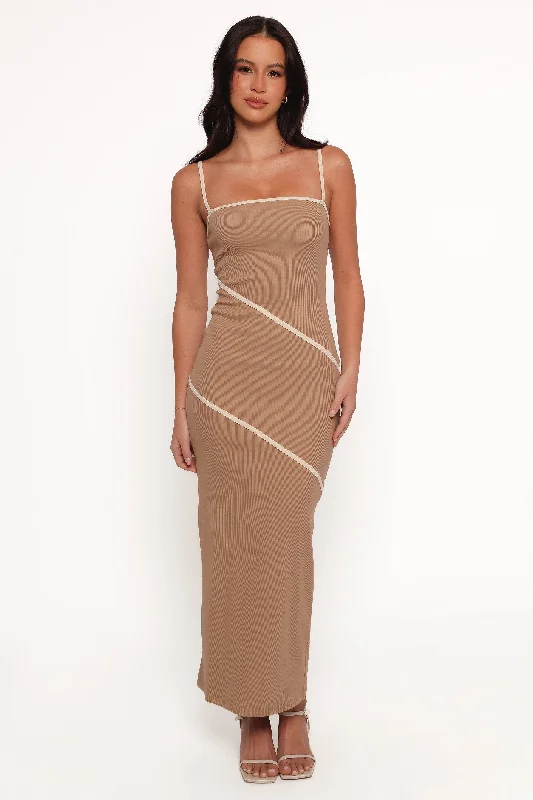 Women's Trendy Garments Trendsetting Threads Arah Midi Dress - Beige