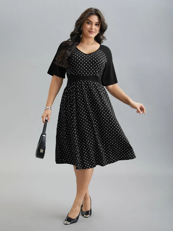 Formal Attire For Women Seasonal Sale Supersoft Polka Dot Waist-Cinched Midi Dress