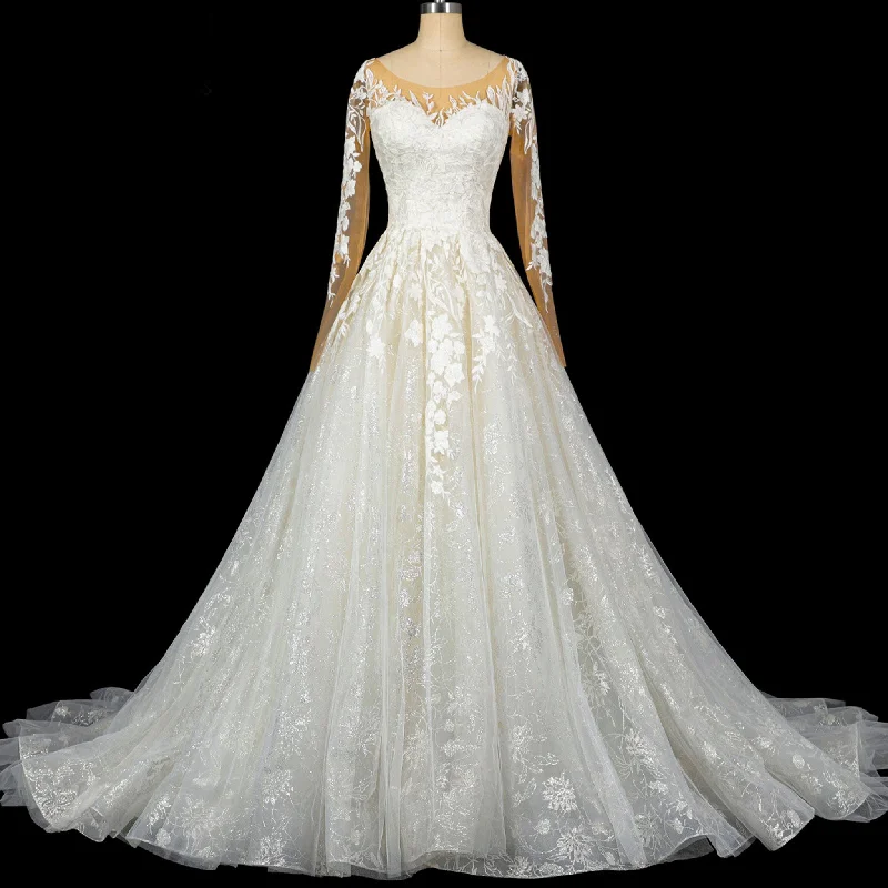 Affordable Fashion Clothing For Women Flash Deals Princess Lace Ball Gown Wedding Dress Illusion Long Sleeve Affordable Fashion Clothing For Women Flash Deals Princess Lace Ball Gown Wedding Dress Illusion Long Sleeve