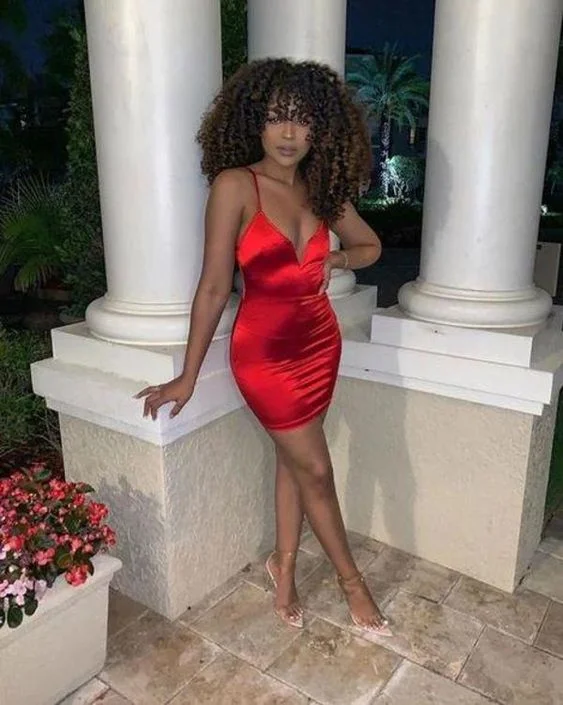 Women's Relaxed Outfit Trendy And Individual Women's Fashion Satin Homecoming Dresses Madisyn V Neck Short S1724 Women's Relaxed Outfit Trendy And Individual Women's Fashion Satin Homecoming Dresses Madisyn V Neck Short S1724