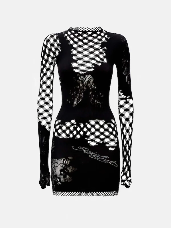 Vintage-Inspired Garments Sophisticated Cut Raquel Dress Jet Black Floral