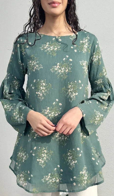 Women's Casual Wear Clothes Cool Prices Sundus Long Chiffon Print Modest Top - Jade Floral - PREORDER (ships in 2 weeks) Women's Casual Wear Clothes Cool Prices Sundus Long Chiffon Print Modest Top - Jade Floral - PREORDER (ships in 2 weeks)