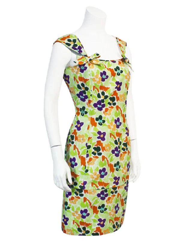 Women's Timeless Attire Bold Silhouette Floral Cotton Cocktail Dress