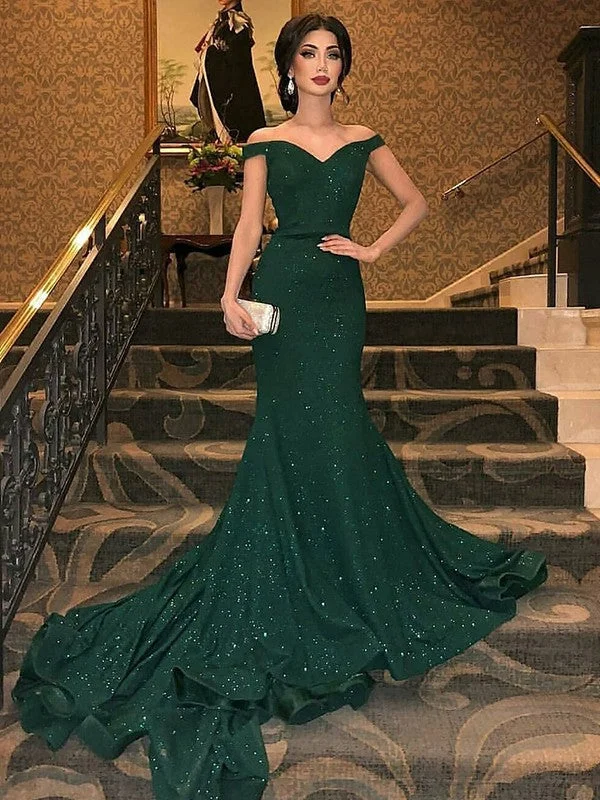 Women's Everyday Apparel Trendy Clothing Sale Trumpet/Mermaid Sleeveless Off-the-Shoulder Sweep/Brush Train Ruffles Sequins Dresses Women's Everyday Apparel Trendy Clothing Sale Trumpet/Mermaid Sleeveless Off-the-Shoulder Sweep/Brush Train Ruffles Sequins Dresses