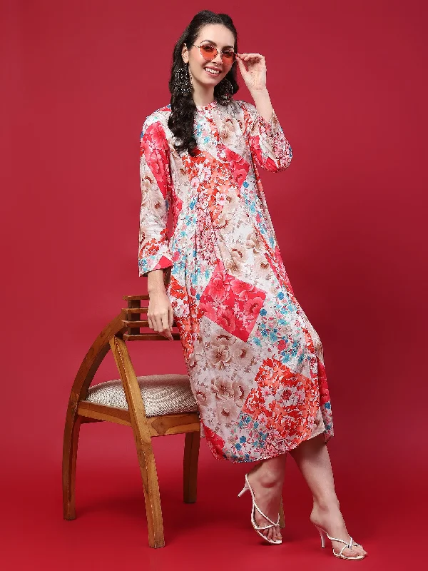 Women's Vintage-Inspired Outfit Sophisticated Fashion Women Multicolor Floral Printed Dress Women's Vintage-Inspired Outfit Sophisticated Fashion Women Multicolor Floral Printed Dress