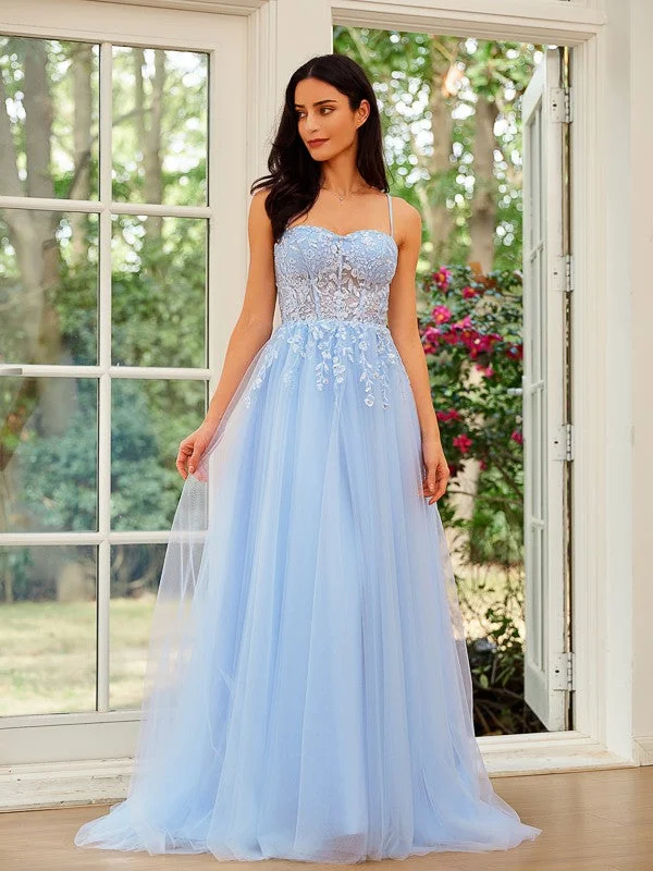 Women's Clothes And Garments Latest Fashion A-Line/Princess Tulle Lace Spaghetti Straps Sleeveless Sweep/Brush Train Dresses Women's Clothes And Garments Latest Fashion A-Line/Princess Tulle Lace Spaghetti Straps Sleeveless Sweep/Brush Train Dresses